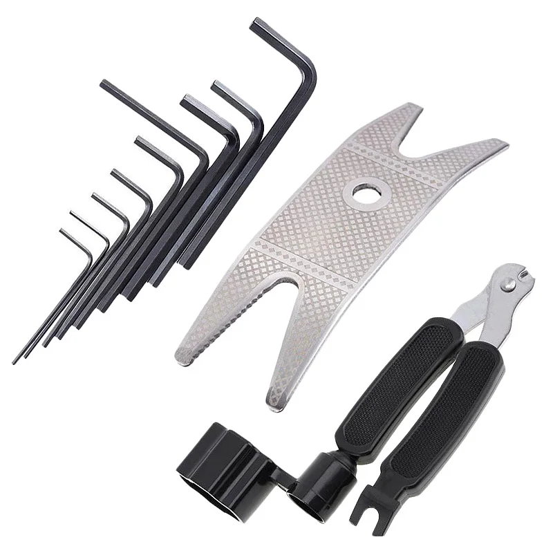 New Guitar Multi Spanner Wrench + 9Pcs Guitar Bass Neck Bridge Screw + 3 In 1 Guitar Peg String Winder Guitar Repair Tool