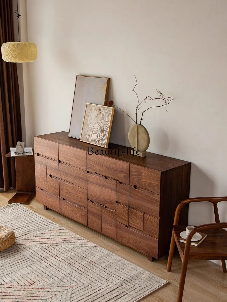 North American black walnut multi-chest cabinet bedroom solid wood storage Nordic simple style modern drawer cabinet