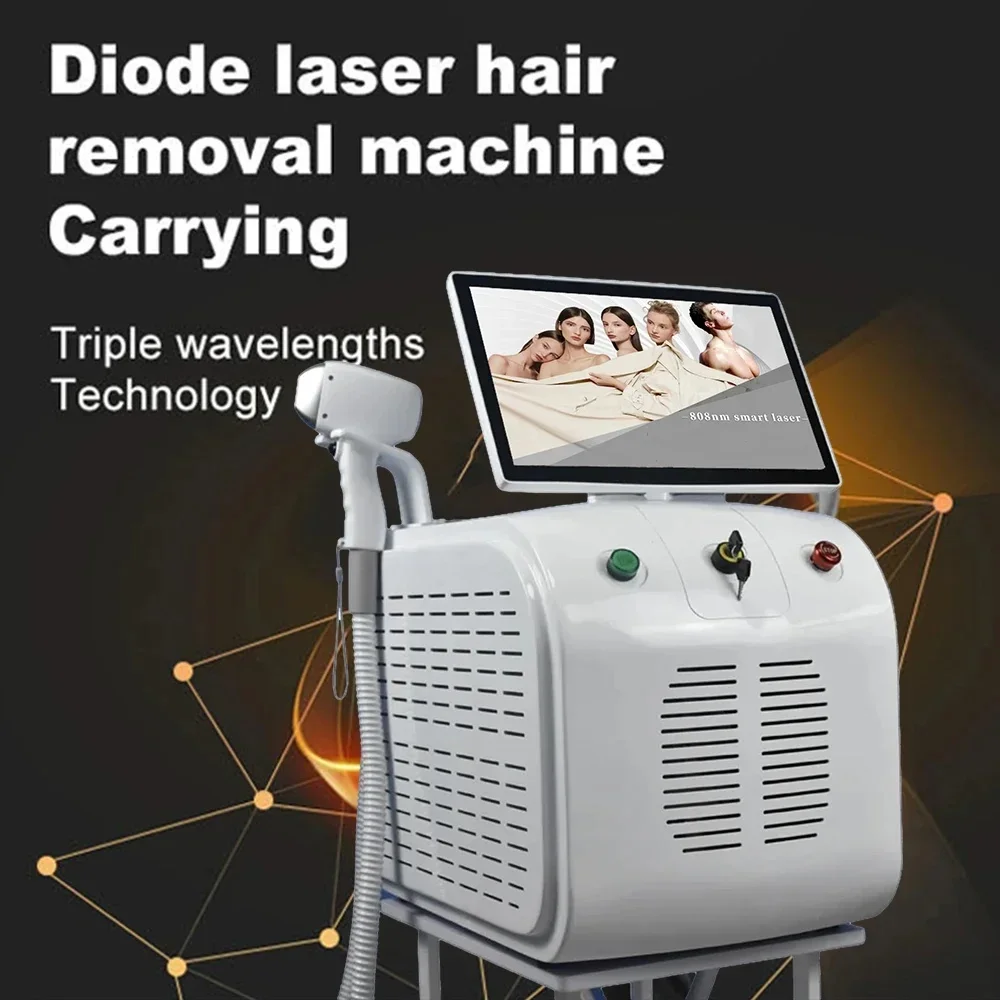 

2025 Portable 755nm/808nm/1064nm Diode Hair Removal Machine 3000W Platinum Ice Painless Permanent Hair Removal Equipment