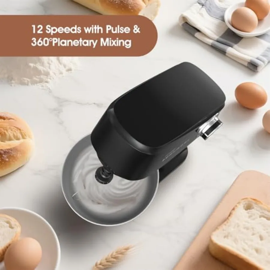 Stand Mixer 4.8 Qt Electric Food Mixer 12 Speeds Portable Lightweight Kitchen Mixer For Daily Use With Egg Whisk Dough Hook Fla view 4
