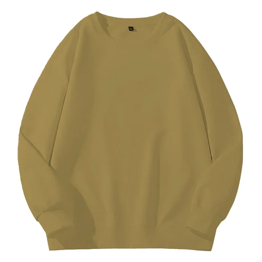 Heavy Weight Round Necked Sweatshirts Loose Solid Color  for Spring Autumn Men women's Casual Sports Top Pullover