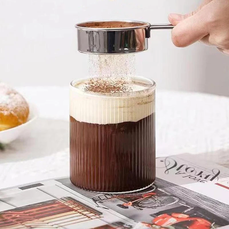 الفولاذ المقاوم للصدأ منخل دقيق غرامة شبكة مصفاة الخبز منخل دقيق مع مقبض يده مسحوق القهوة شبكة غربال أدوات الخبز #4