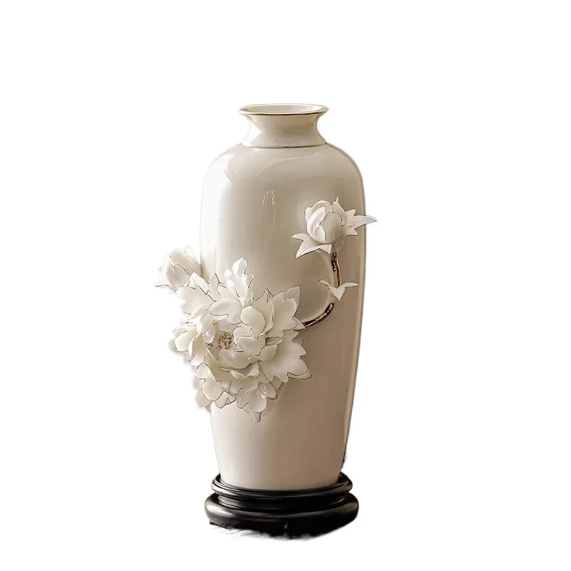 

TV cabinet Chinese ceramic vase ornament, high-end light luxury peony porcelain