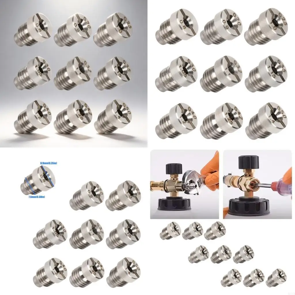 

9 In 1 Pressure Washer Nozzle Multiple Sprays Angles Heavy Duty Metal Construction For Efficient Cleaning Tasks M4YD