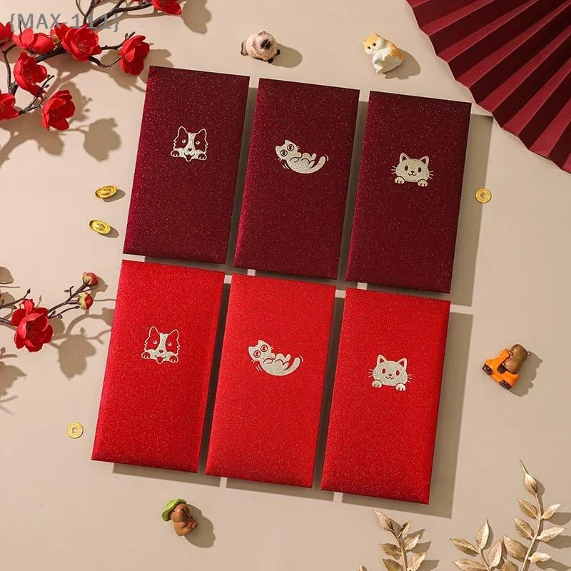 

【MAX111-M3】6Pcs Happy Birthday Hot Stamping Red Envelopes - Creative Red Pocket for Lucky Money Birthday Wedding Gift Envelopes