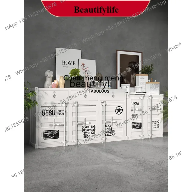 

G153 American container retro dining side locker restaurant wrought iron industrial style tea and wine cabinet