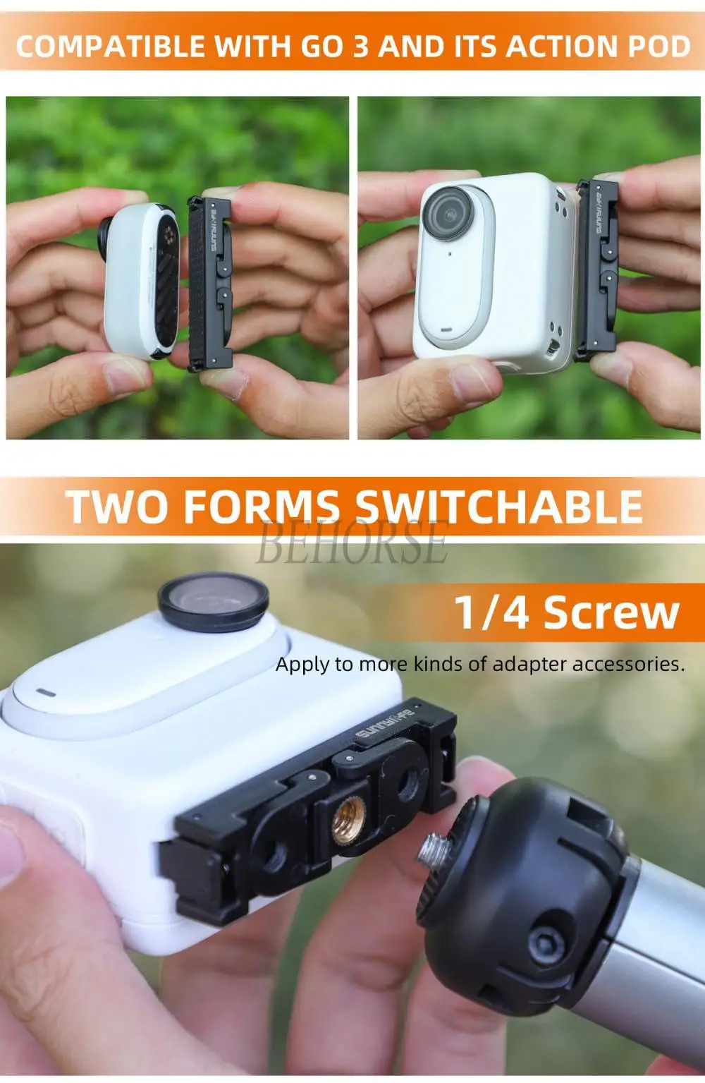 Sunnylife المغناطيسي الإفراج السريع جبل عمل كاميرا Selfie عصا ترايبود محول كاميرا قابلة للطي حامل ل Insta360 GO 3 /GO 3S