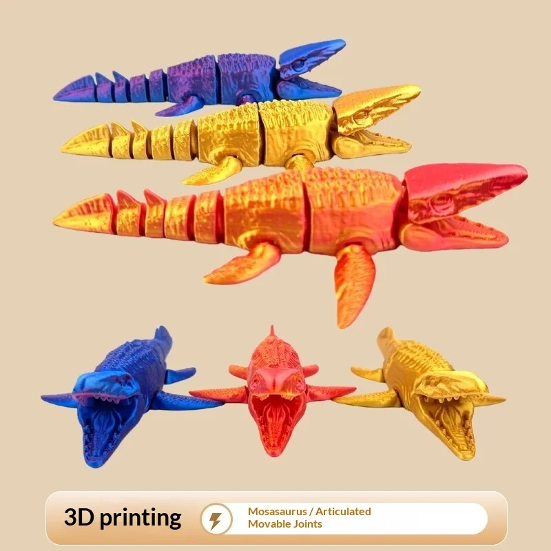 

Новая 3D-печатная реалистичная игрушка-мозазавр, с подвижными суставами, цельнолитая, из экологически чистого материала, разноцветная модель-украшение
