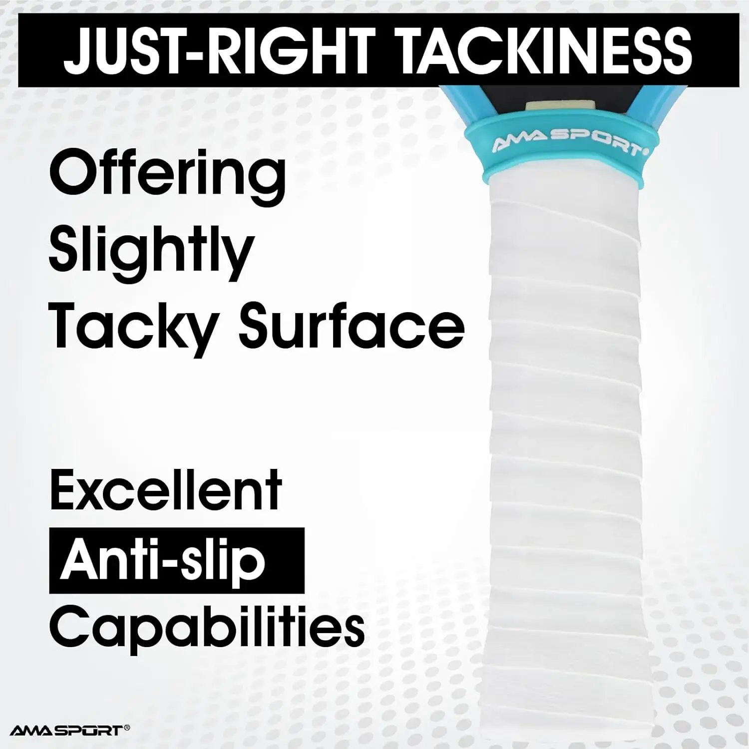 AMASPORT Tennis Racket Overgrip Tape, Anti-Slip Bat Wrap with Textured Surface for Superior Grip & Control