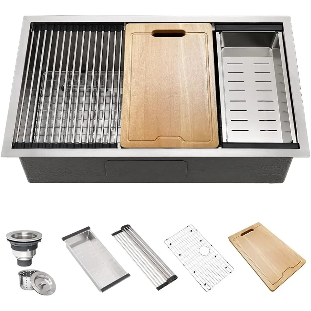 Undercounter Workstation Kitchen Sink 25x19 Inch Stainless Steel Kitchen Sink Top For Sinks Organizer Multifunction Strainer