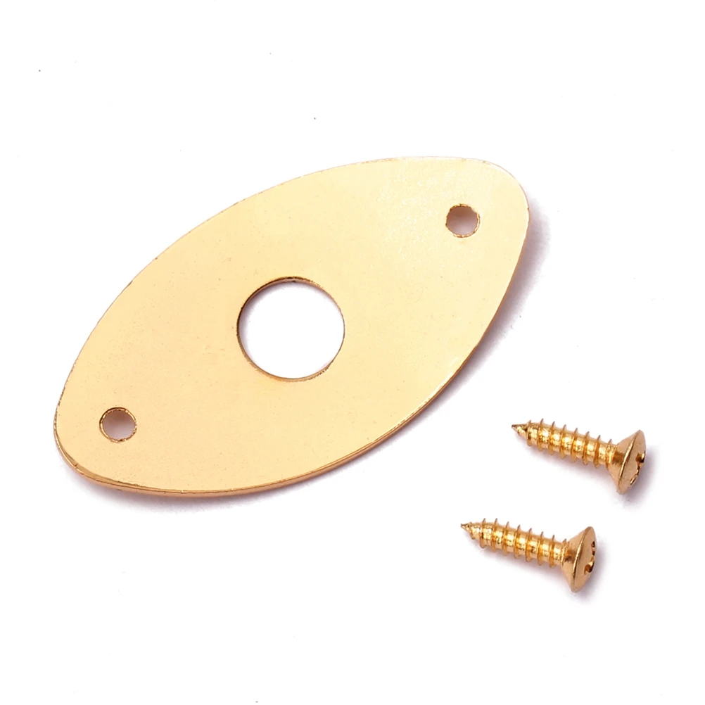 

Gold Oval Guitar Jack Socket Pickup Plate Metal Nickel Plated Mount Screws for Electric Guitar Bass Jack Plate