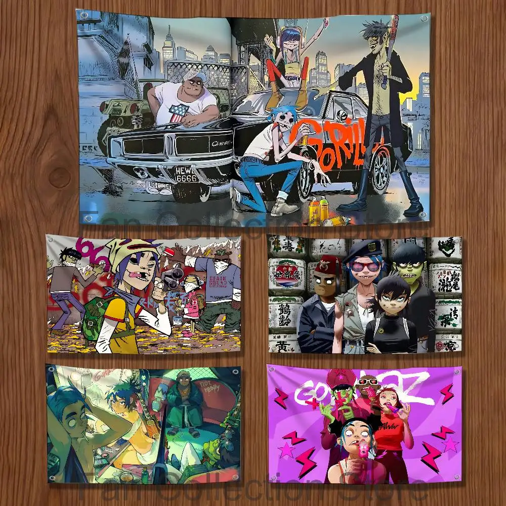 Noodle Murdoc Niccals G-Gorillaz Flag Tapestry Banner For Bedroom Outdoor Living Room Restaurant Bar Wall Decor Party
