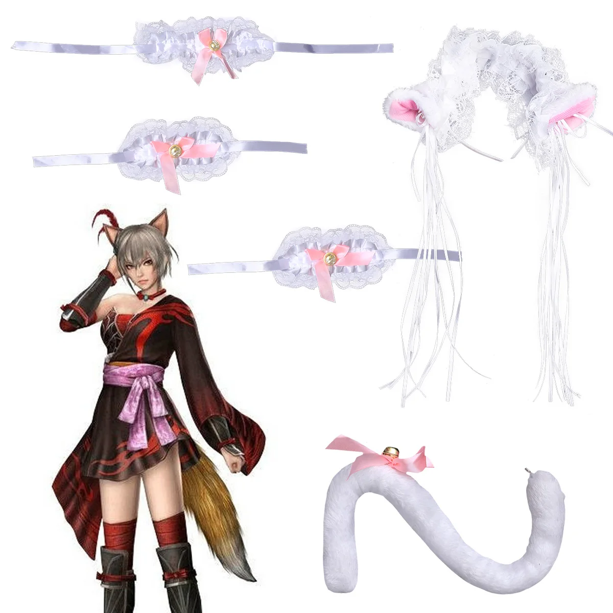 

5Pcs Women Cat Ear Headb Accessories Girl Hoop Lace B Cosplay Costumes Christmas Party Women Hair Hoop Lace Hair