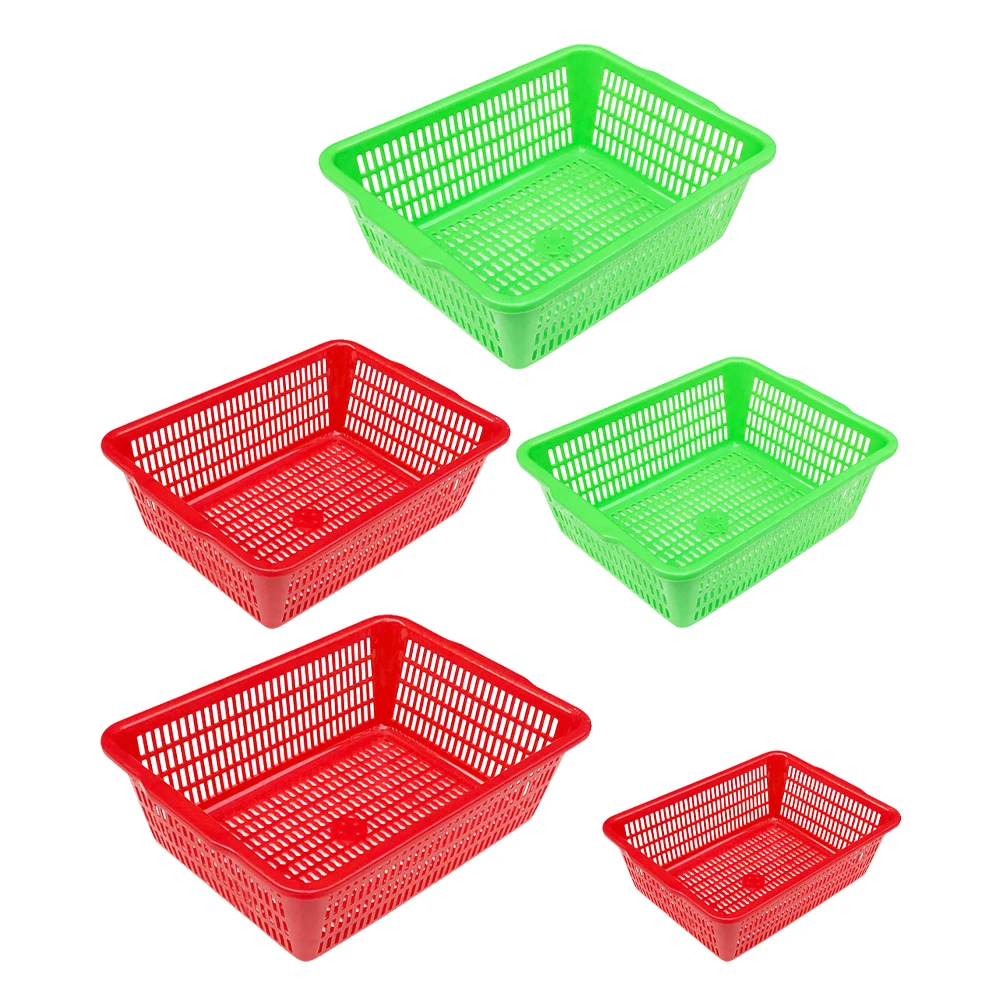 

5 Pcs Plastic Storage Basket Home Holder Practical Rectangle Packing Organizing Office Baskets