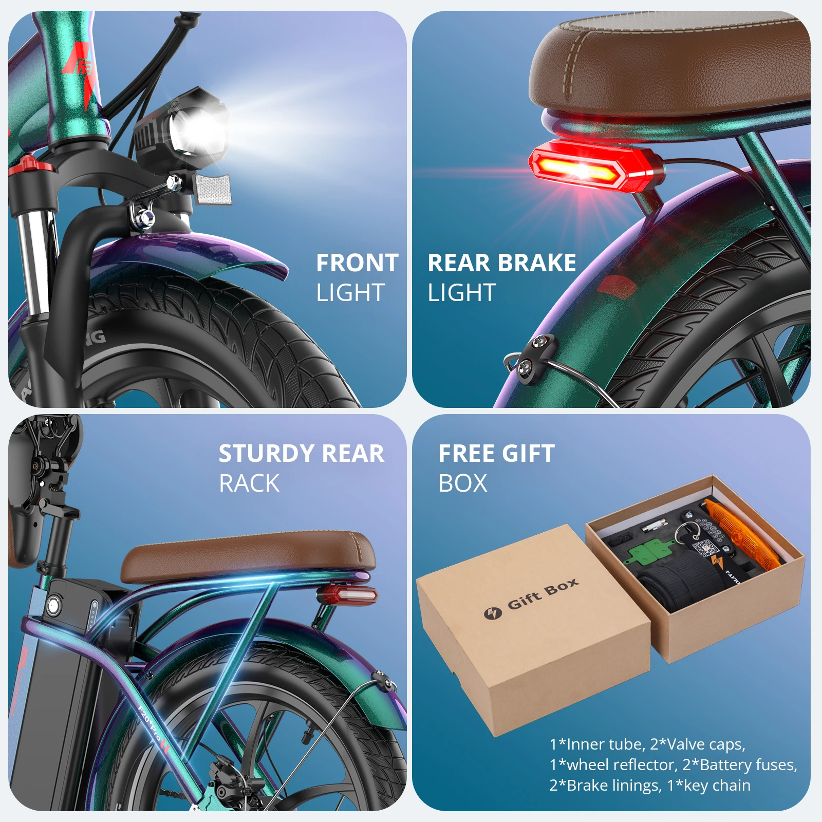 Fafrees F20+ Pro Faltbares Elektrofahrrad 250W mit 36V 25Ah Abnehmbarer Akku, 20 x 3,0 Zoll E-Bike Mountainbike für Erwachsene, 25km/h und 95-120km Reichweite – Detail 9