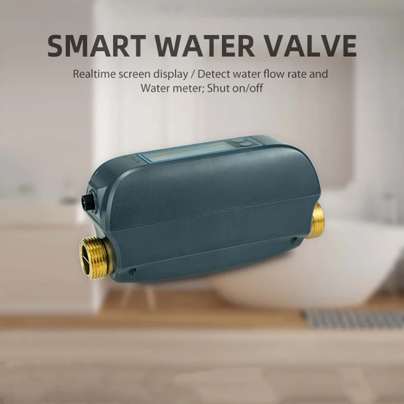 B34B-Tuya Smart Wifi Water Valve With Water Flow Rate And Water Meter Shut On/Off Remote Control Real Time Display
