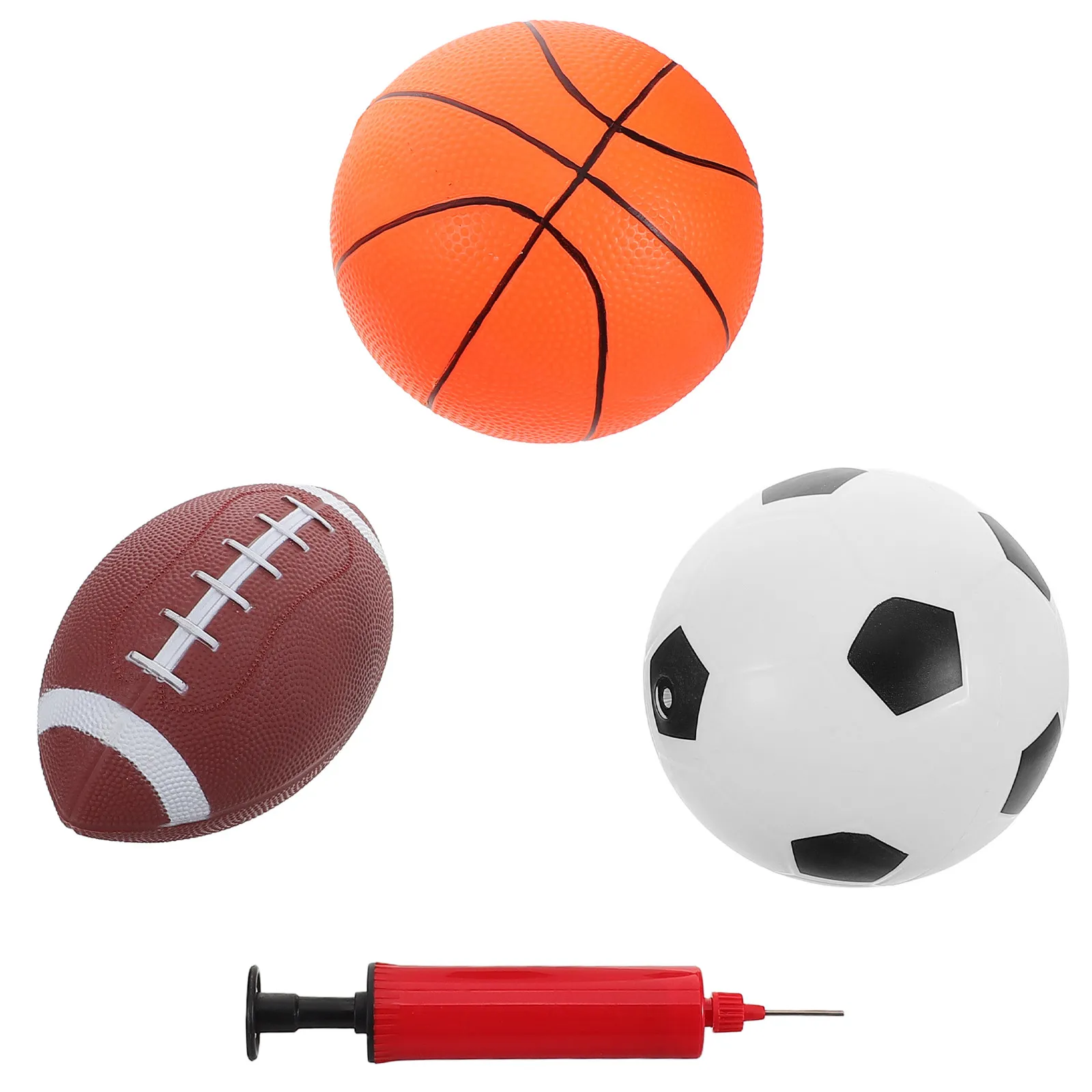 1Set Inflatable Basketball Football Mini Basketball Bouncy Ball Kids Outdoor Indoor Play Ball Set Pump Included