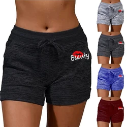 Pantalones cortos de yoga para mujer, shorts deportivos elásticos, informales, de color liso, a la moda, para verano, 2024