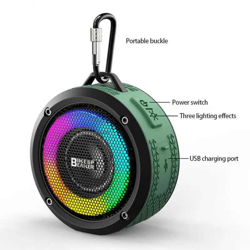 2023 Outdoor Riding Waterproof Bluetooth-compatible Wireless Speaker RGB Colorful Luminous High-power Subwoofer Speaker