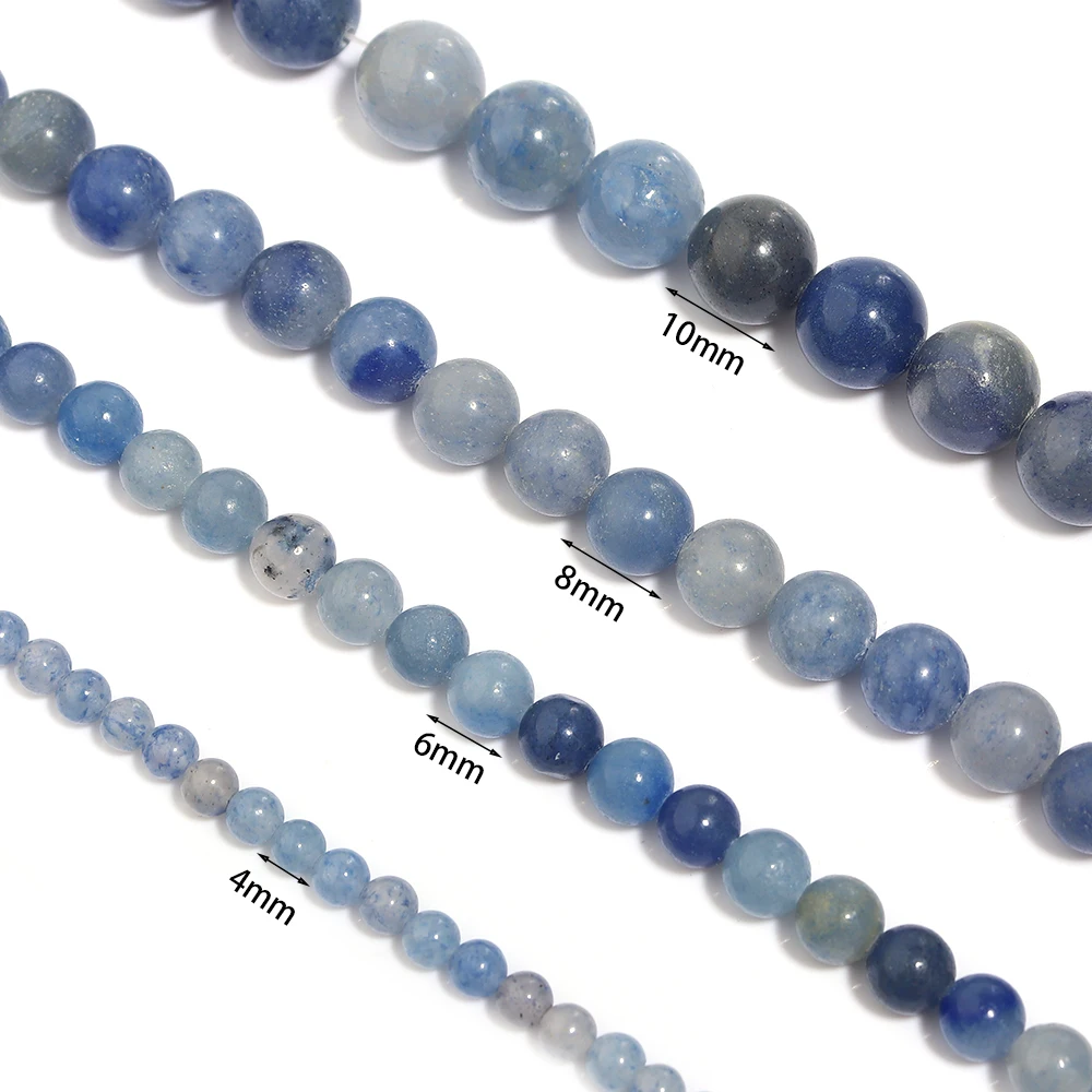 1 Strand Natural Blue Aventurine Stone Beads Round Smooth Stone Bead  for Jewelry Making DIY Bracelet Necklace Material