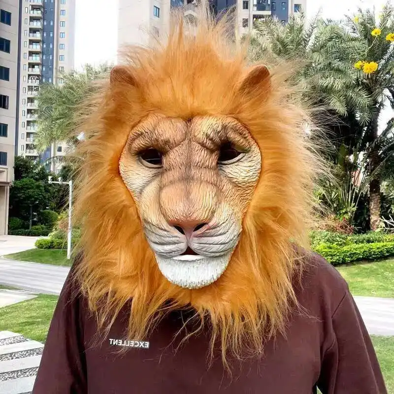 جديد أفخم الأسد قناع هالوين اللاتكس الحيوان سماعة تأثيري الكرة عيد الحب مضحك الدعامة