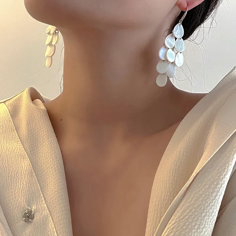 Modern Jewelry Popular Multi Shell Tassel Long Dangle Earrings For Women Girl Gift Hot Sale Fine Ear Accessories