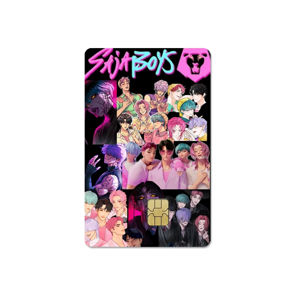 Kawaii k-pop demônio saja meninos cartão adesivos de pele para cartão de crédito bonito pvc banco ônibus visto capa de filme à prova dwaterproof água adesivo suave presente