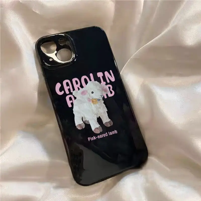 DMAWMJ Cute cartoon sheep phone case for iphone 15 pro max 14 plus 13 mini 11 12 silicone cover for iphone xr xs x 7 8 6s shell