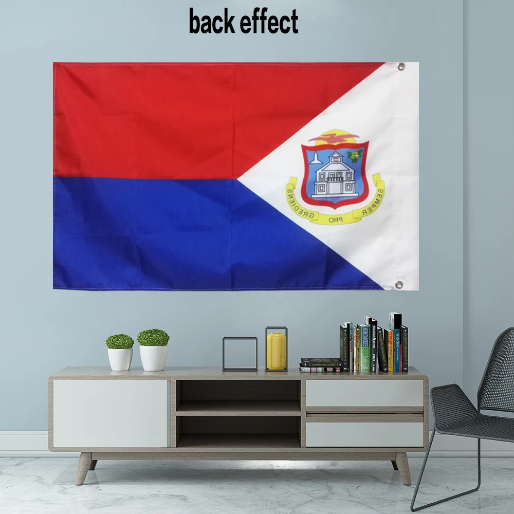 Holland Flag Of Sint Maarten Graphic Custom Printed Hanging Banner Party Sport Polyester Shaft Cover Grommets 3X5FT 90X150CM