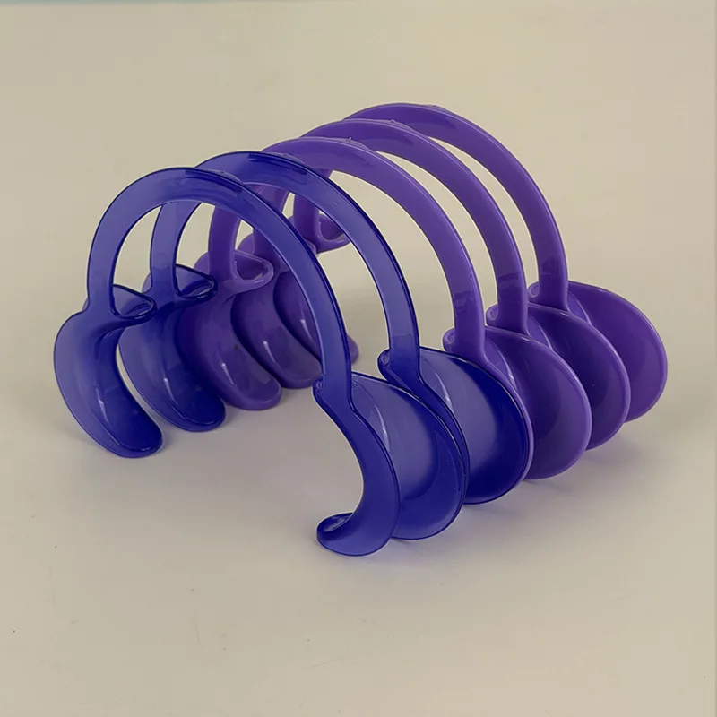 100pcs C-Shape Dental Mouth Opener Purple Intraoral Cheek Lip Retractor Orthodontic Mouth Gag Spreader Dentist Lip Cheek Tool
