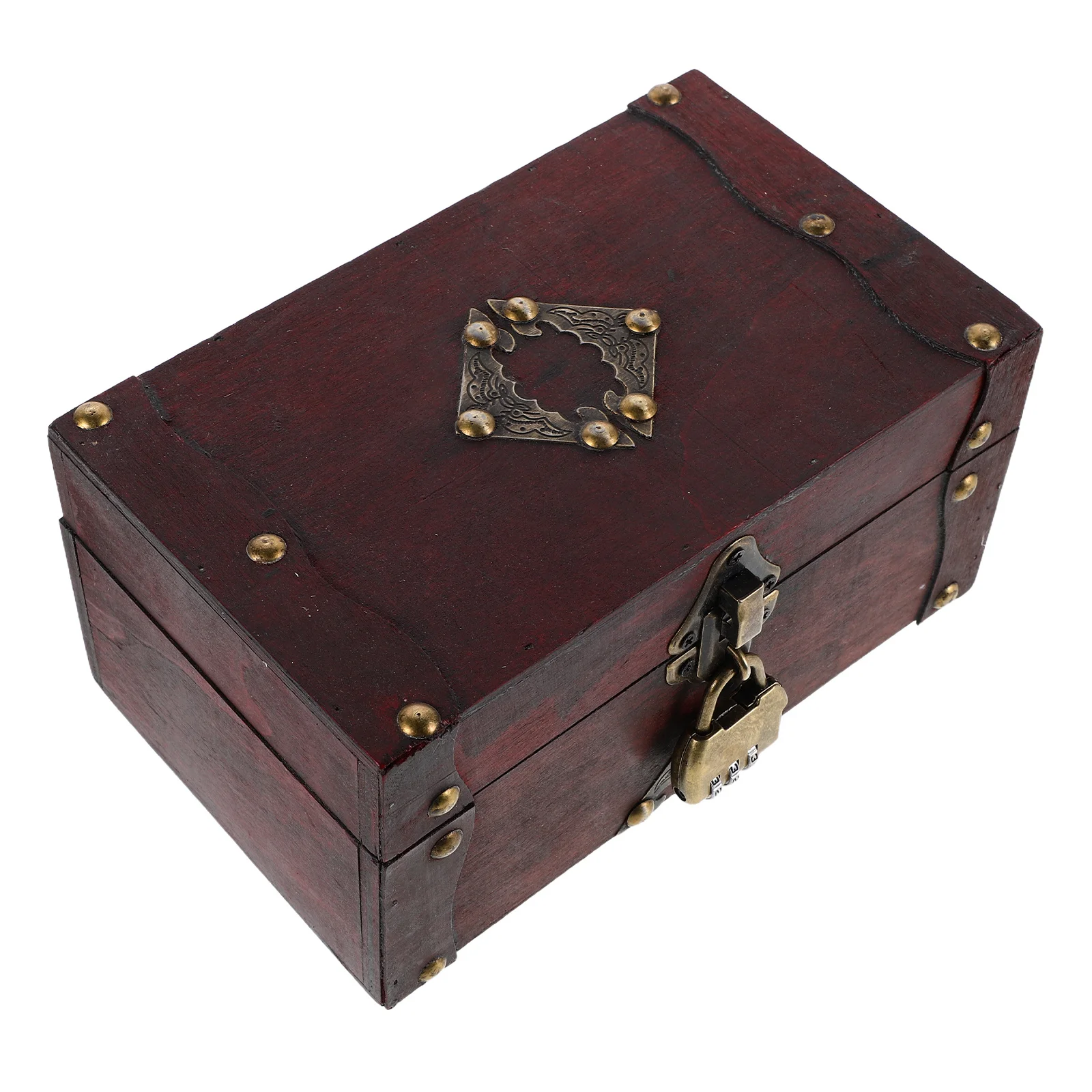 

Vintage European Style Lockable Jewelry Box Retro Square Treasure Chest Password Lock Wooden Storage Organizer Keepsake Box