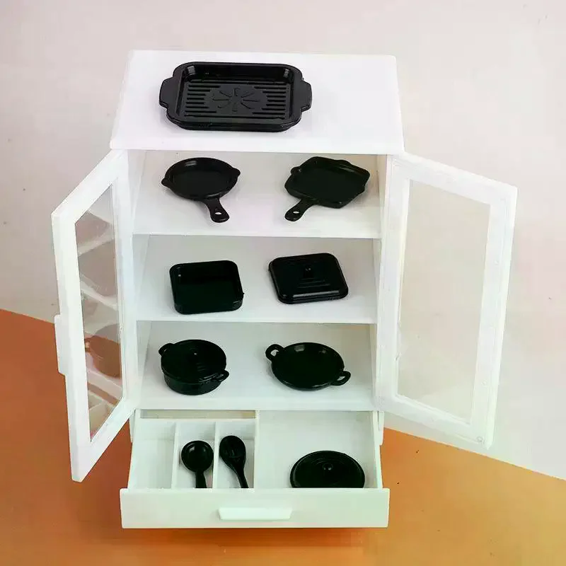 1 Juego de Mini accesorios para juego de imitación de comida 1:12, muebles para casa de muñecas, modelo de cocina, Kit de juego, gabinete de cocinas de arroz en miniatura