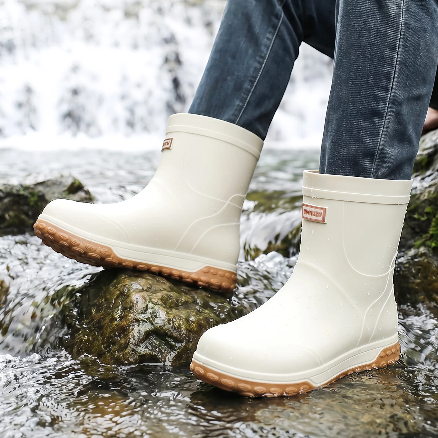Men's Large Size Mid-Calf Rain Boots, Eco-Friendly Material, Waterproof, Non-Slip, Wear-Resistant, Outdoor Fishing Work Rain Shoes