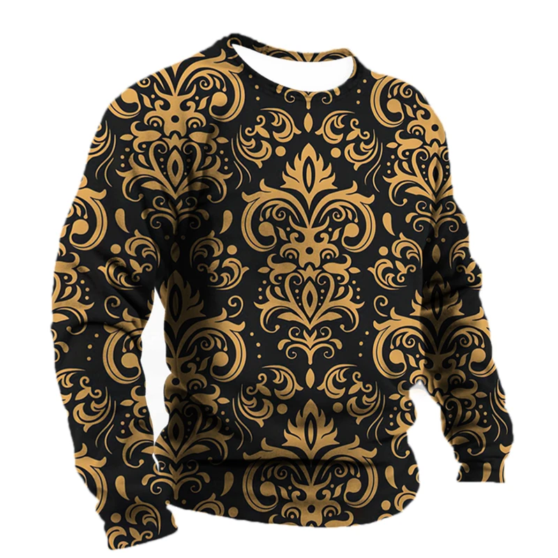 

Luxury Social Gold Chain Shirts Men's T-shirt Tees Baroque Graphics Fashion 3d T-Shirt Street Sweatshirt O-neck Casual Clothes
