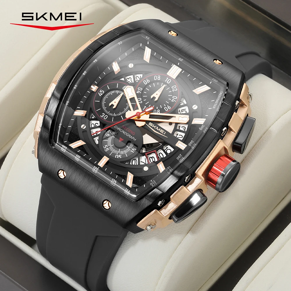 SKMEI ساعات رجالية فاخرة ساحة كوارتز ساعات المعصم مقاوم للماء مضيئة ساعة كرونوغراف للرجال تاريخ ساعة Reloj Homre #1