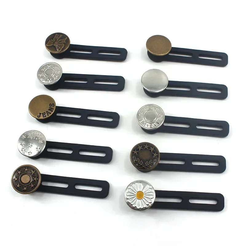 5/20 Pcs  Sewing Buttons Adjustable Disassembly Retractable Jeans Waist Button Metal Extended Buckles Pant Waistband Expander