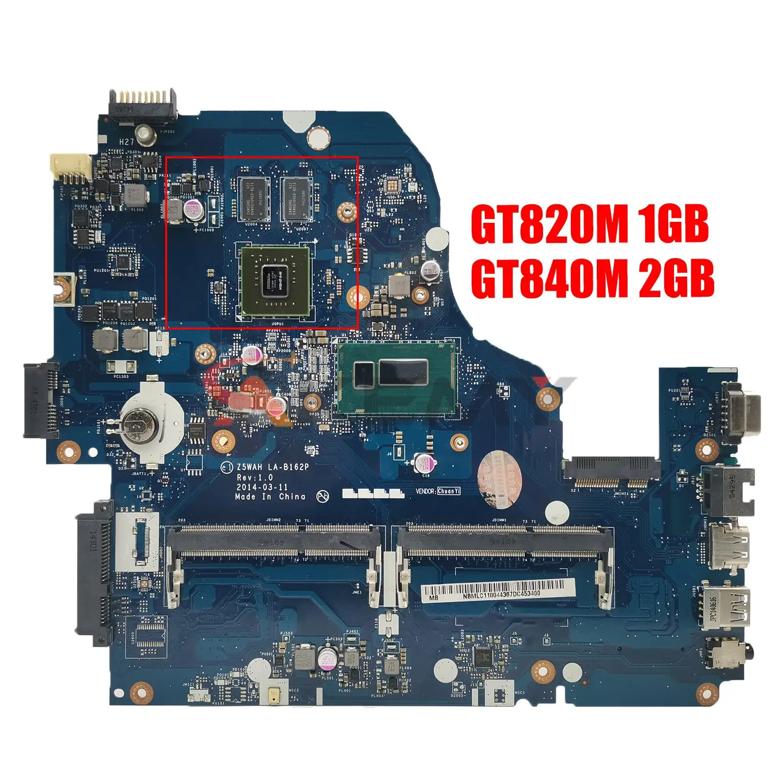 LA-B162P For ACER Aspire E5-531 E1-572G V3-572G E5-571G LA-B162P Notebook Motherboard Laptop Mainboard