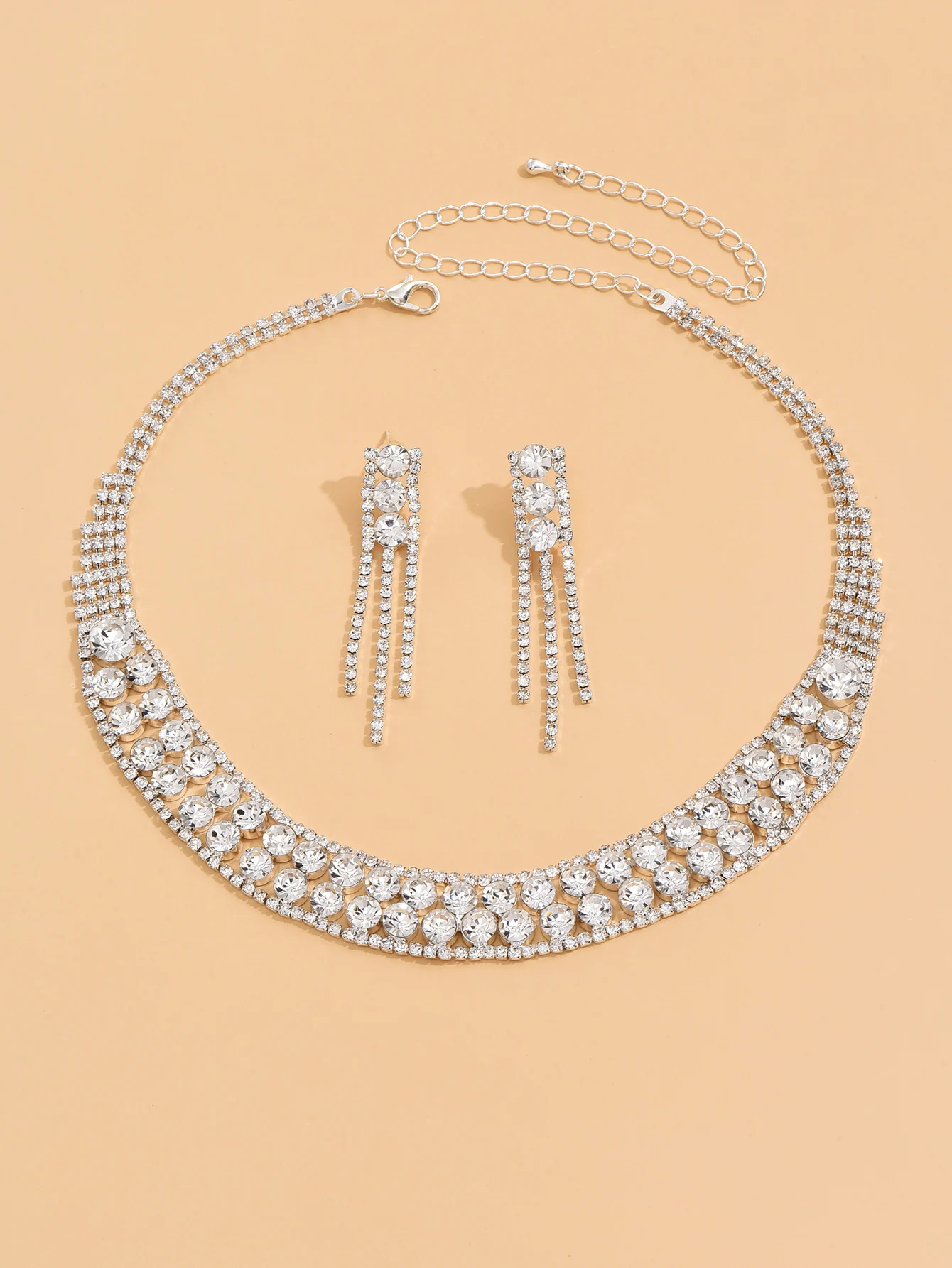 3P European and American Fashion Jewelry Set Earrings+Necklace Women's Party Accessories