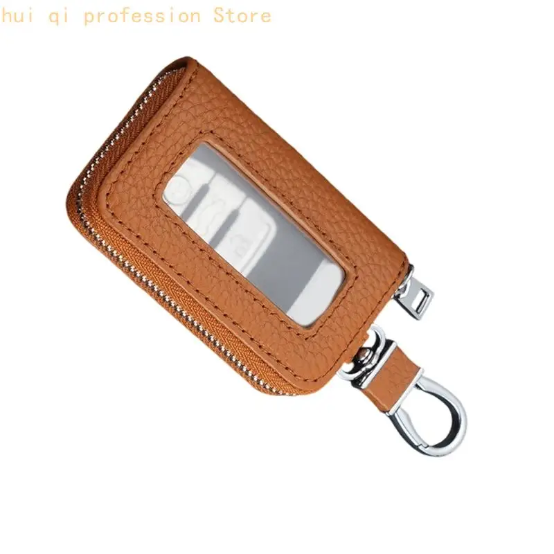 Retro-Business-Stil Autoschlüsselhalter PU-Ledertasche mit Schnellzugriffsfenster H8WE – Detail 10