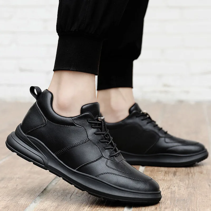 Sneakers Men Elevator Shoes Fashion Soft Leather Heightening Shoes For Men Hidden Heels 10CM 8CM 6CM Sports Casual Height Shoes