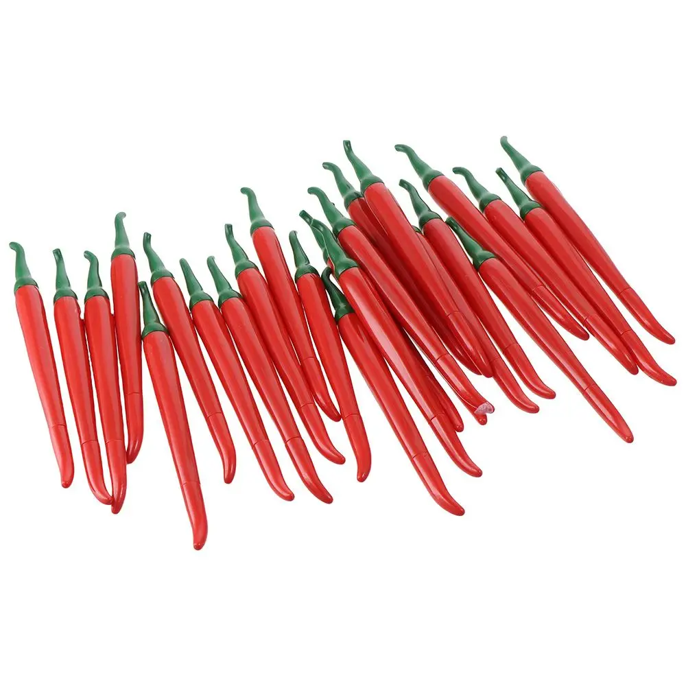 25 Pieces Red Chilli Vegetable Pens Novelty Cute Writing Red Pepper Pens with Black Ink, for Women Men Office, Party Supplies