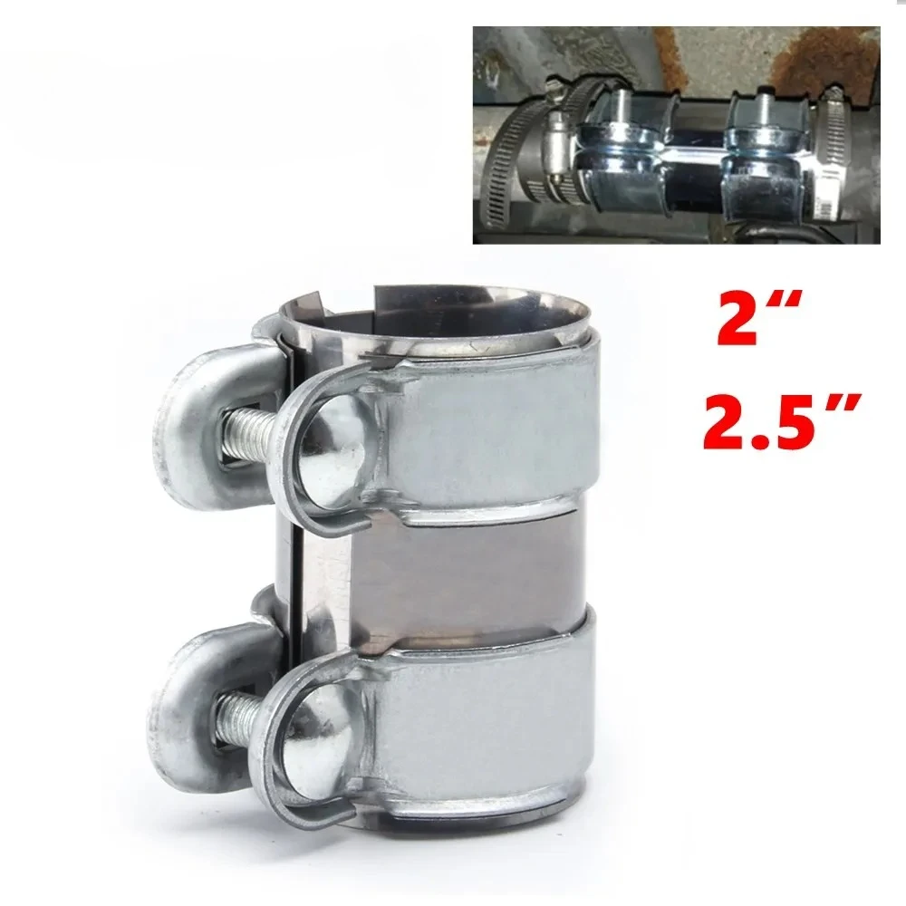 

Universal 2"/2.5" Exhaust Clamp With Lap Joint+Bolts Band Flanges Clamp for Secure Sealing Mufflers Downpipes Catback Systems