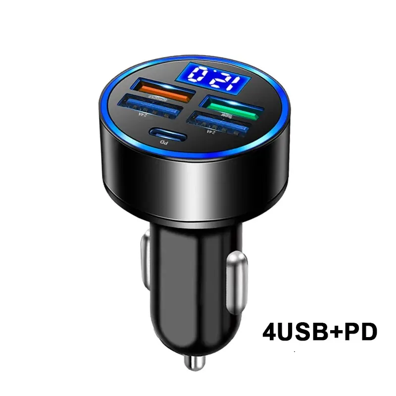 차량용 고속 충전 어댑터, 애플 및 화웨이 모델용, 66W, 5 포트, 4USB + 1PD