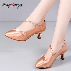 Professional dancing shoes woman double buckle 6.5cm high heels latin dance shoes for women salsa bachata jazz dance shoes