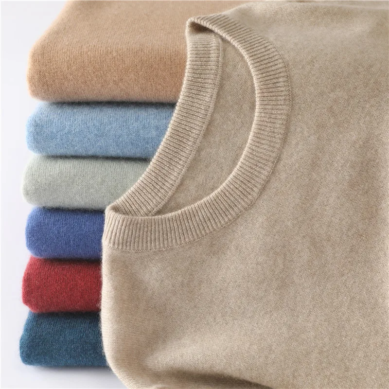 Maglione di lana abbigliamento da uomo autunno inverno visone Cashmere maglione tinta unita maglione lavorato a maglia a grana di riso di grandi dimensioni Base Casual allentata