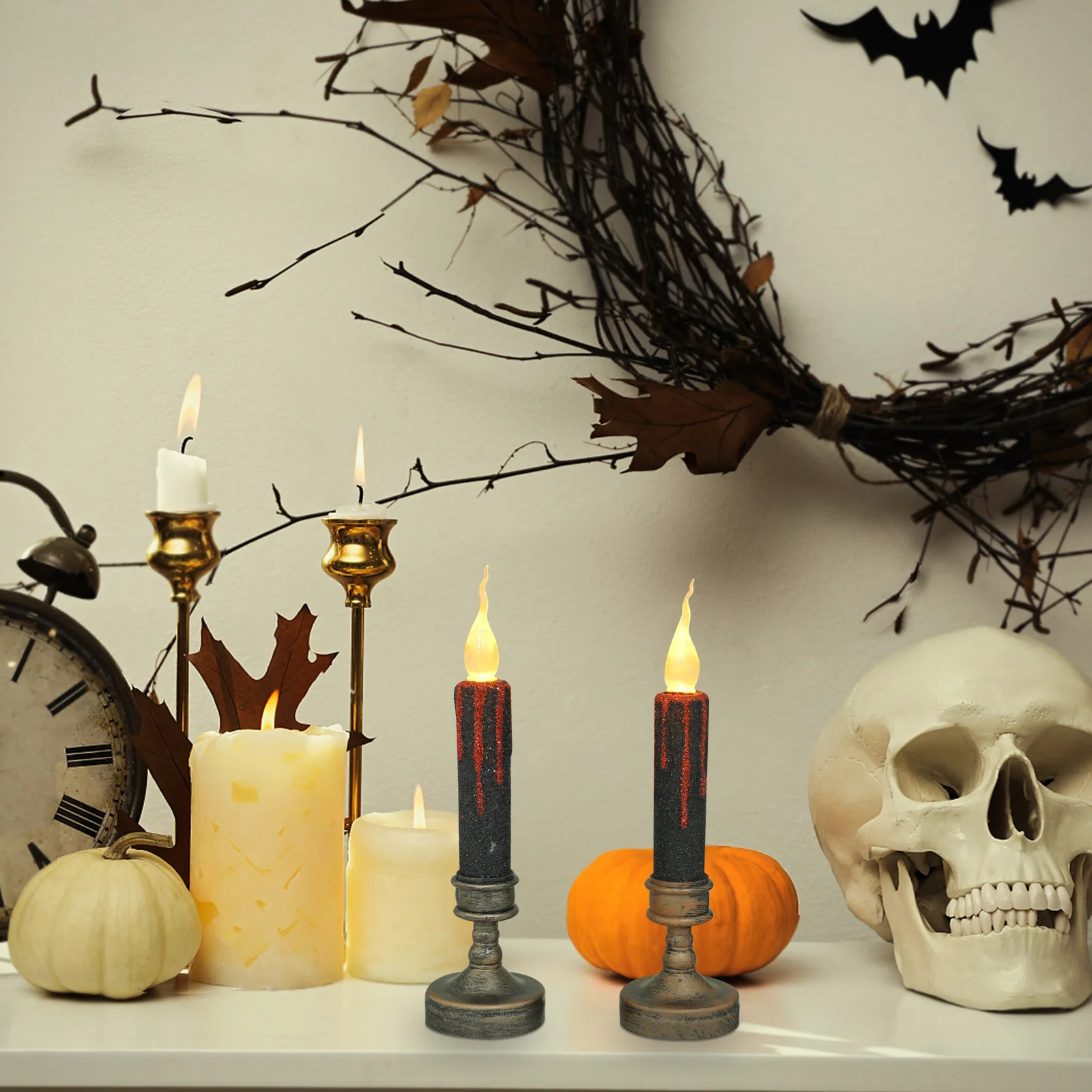 2 قطعة Led الشمع تفتق الشموع عديمة اللهب الخفقان ضوء لجميع القديسين الزفاف زينة عيد الميلاد الرجعية Led مصباح الطاقة