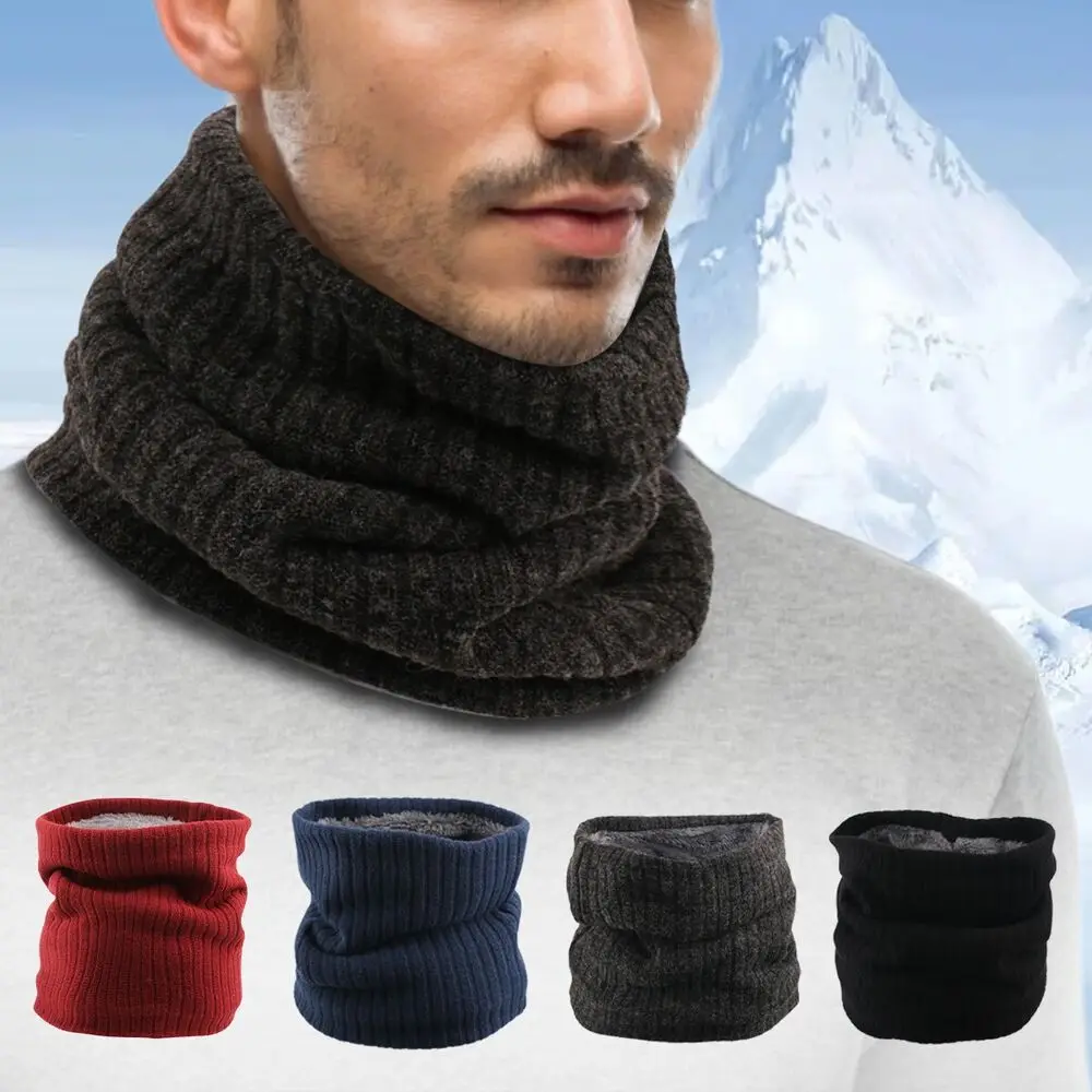 Shawl Wrap Soft Double-Layer Collar Scarf Windproof Thick Neck Warmer Fleece Lined Scarf Winter Neck Gaiter Circle Loop Scarves