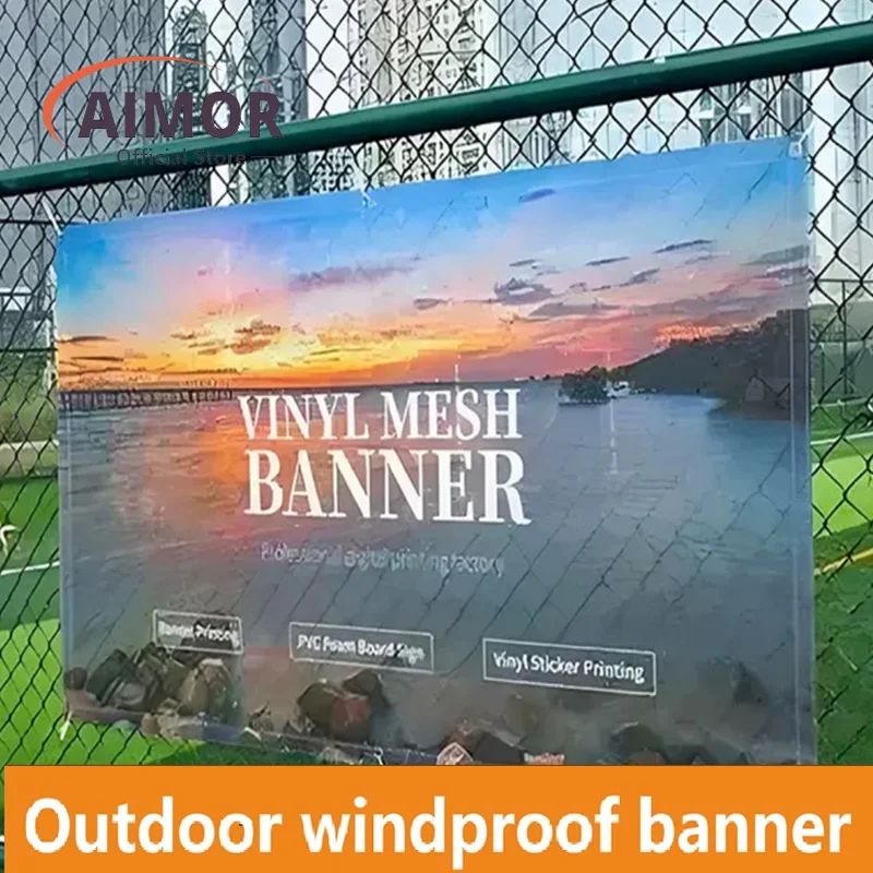 

AIMOR Outdoor windproof banner Propagate Customized Printing Event Advertising Fabric Fence Mesh Rain and sun protectio