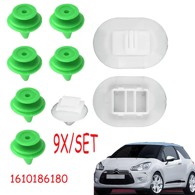 9pcs 1610186180 for Citroen DS3 car side skirt fixing buckle kit decoration panel fasteners