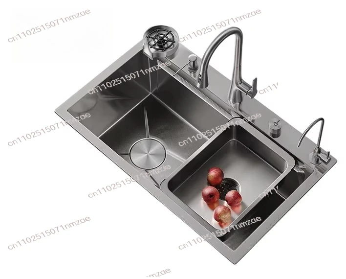 

High Quality Modern Handmade 304 Stainless Steel Thickened Single Bowl Nano Kitchen Multifunctional Design Sink